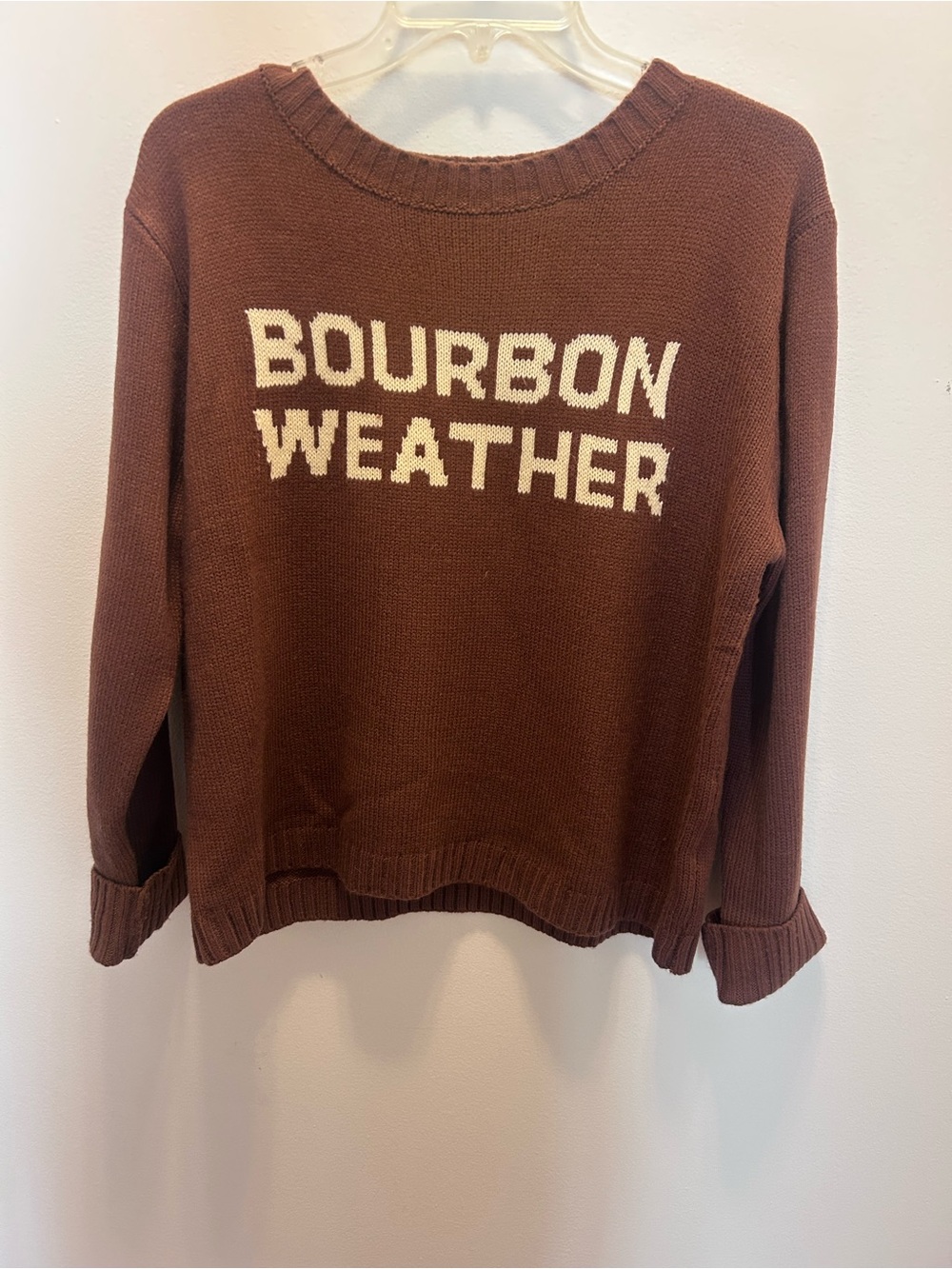 Panache Apparel Bourbon Weather Brown Cozy Knit Crewneck Sweater Size-S